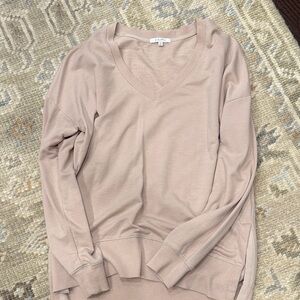 Z Supply V-Neck Sweatshirt in Light Pink